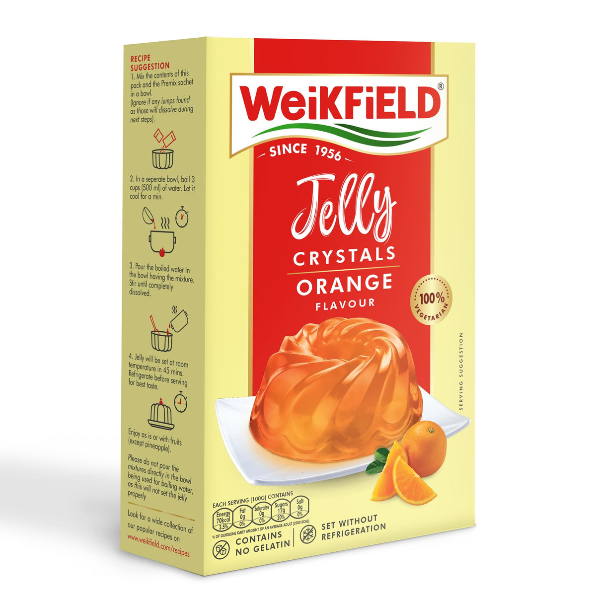 WeiKFiELD Since 1956 Veg. Jelly Crystal Orange 90Gm 3.2 Oz