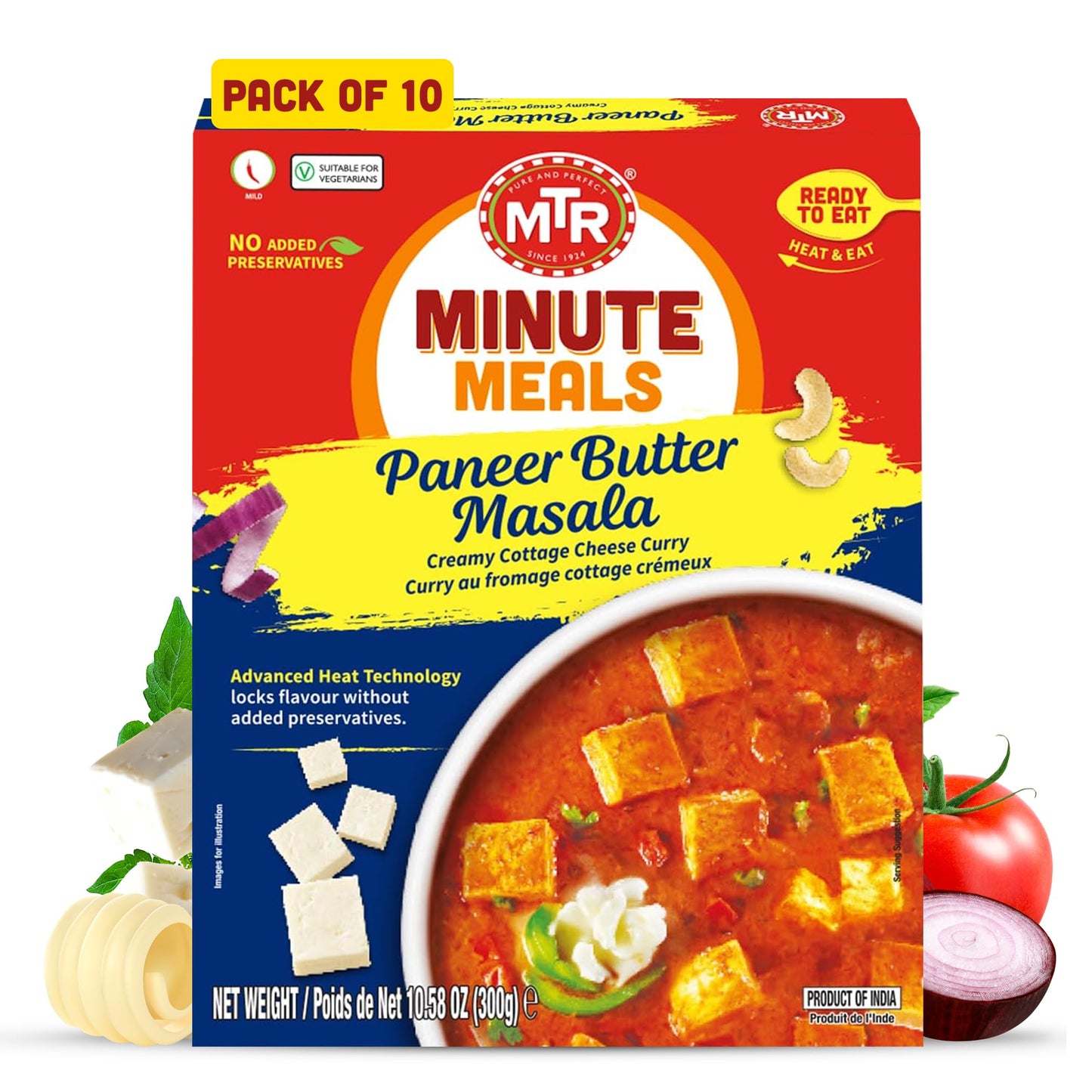 MTR Ready To Eat Paneer Butter Masala Pack Of 10 (300 Gm Each)