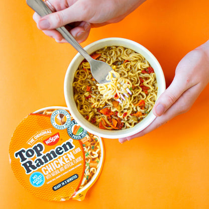 Nissin Top Ramen Bowl Ramen Noodle Soup, Chicken, 3.42 Ounce (Pack of 6)