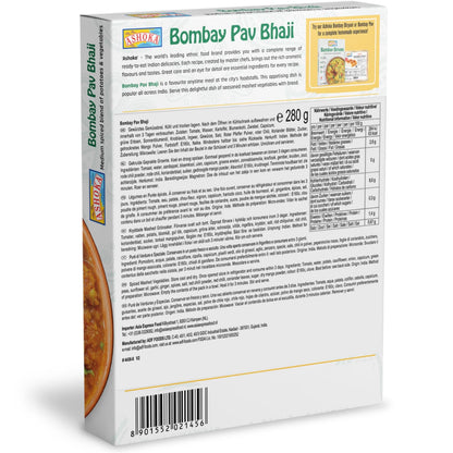 Ashoka Traditional Meals 1932, Vegan Mashed Vegetable Instant Curry, All-Natural, Ready to Eat Microwavable Meals, Bombay Pav Bhaji, Great for Backpacking & Hiking, with No Preservatives, Pack of 1