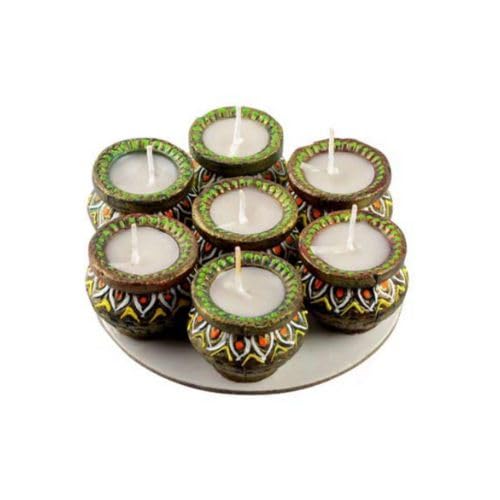 Small Wax Matki Diya 7pc 1.5inch #272 - Diwali Clay Diya