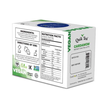 QuikTea Vegan Cardamom Chai Tea Latte - 10 Count (Pack of 4) - Indian Tea