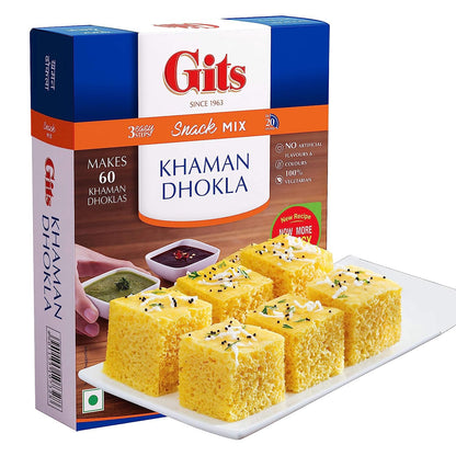 Gits Instant Khaman Dhokla Snack Mix, Makes 60 per Pack, Pure Veg, Indian Snack Mix, 2000g (Pack of 4, 500g Each)