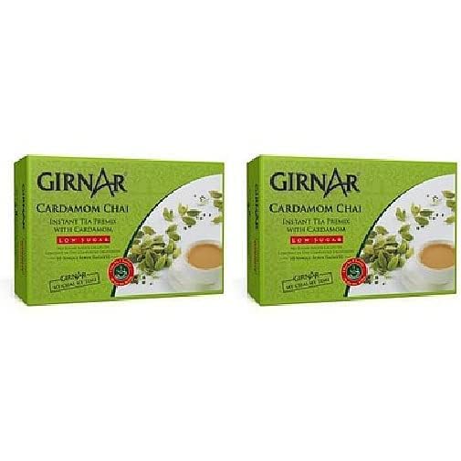 Pack Of 2 - Girnar Instant Cardamom Chai Milk Tea Reduced Sugar - 120 Gm (4.2 Oz) - Indian Tea & Coffee