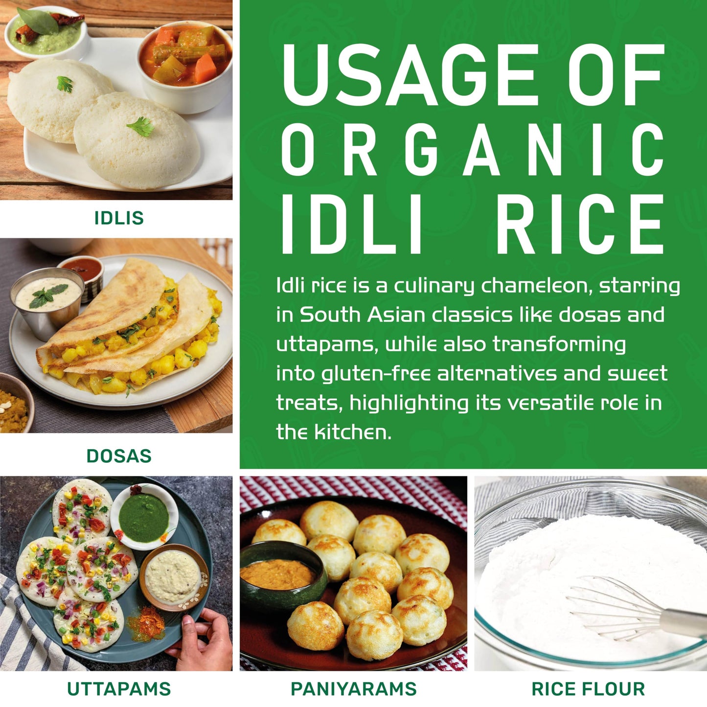 Jiva Organic Idli Rice 10 Pound Bag - Non-GMO, USDA Organic, Vegan, Perfect for Idli & Dosa - Short Grain Parboiled Rice