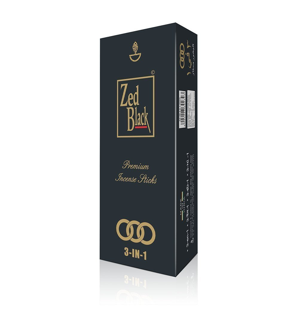 Zed Black 3-in-1 Incense Sticks- 3 Pleasant Aromas -Premium Long Lasting 90 Natural Incense Fragrance Sticks-Pack of 6(15 Per Box) Aroma Incense Sticks (3 in 1)