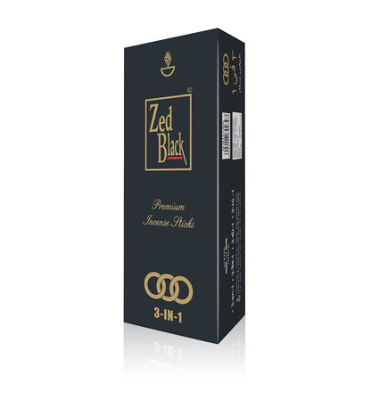 Zed Black 3-in-1 Incense Sticks- 3 Pleasant Aromas -Premium Long Lasting 90 Natural Incense Fragrance Sticks-Pack of 6(15 Per Box) Aroma Incense Sticks (3 in 1)