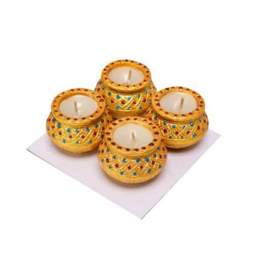 Flower Wax Matki Diya 4pc 2.25inch #256