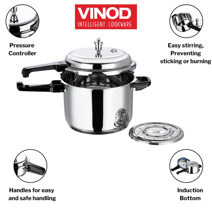 Vinod St. Steel Pressure Cooker 10 Litres