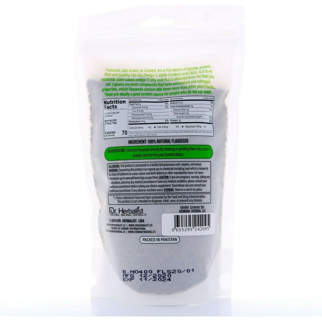 Dr. Herbalist Natural Flax Seeds 400g I Linum Usitatissimum I Super Food I Essential Omega Fatty Acids
