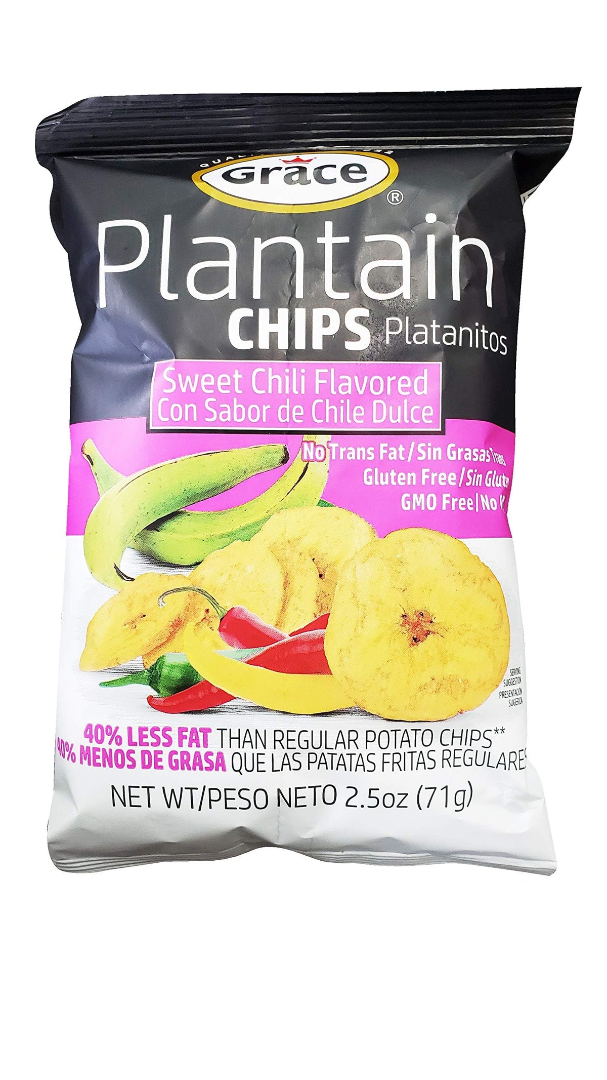Grace Sweet Chili Plantain Chips 2.5oz - Platanitos, Non-GMO, Gluten Free, No Trans Fat (6 Packs)