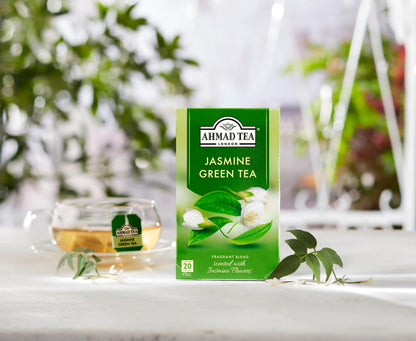 Ahmad Tea Green Tea, Jasmine Romance Teabags, 20 ct (Pack of 6) - Caffeinated & Sugar-Free