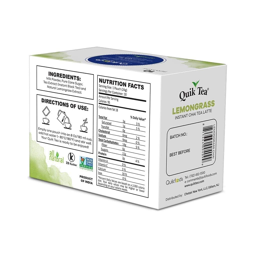 Quick Tea Lemongrass chai 10 pouches - Food / Masala / Dal