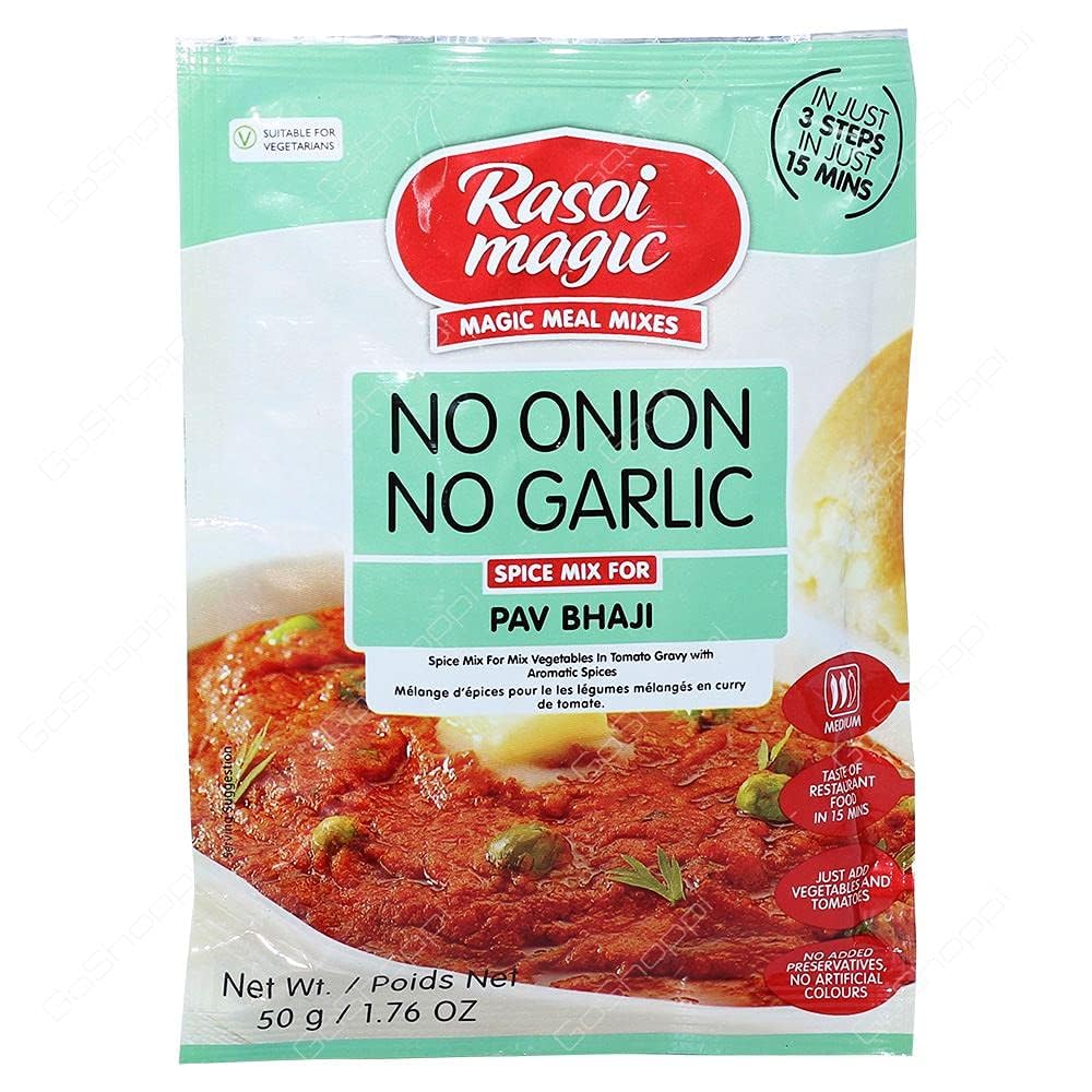 Rasoi Magic - Pav Bhaji No Onion No Garlic - (spice mix for mix vegetables in tomato gravy with aromatic spices) -50g - (pack of 2)