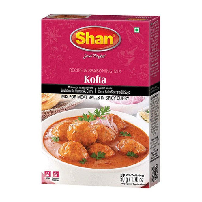 Shan Kofta Recipe and Seasoning Mix 1.76 oz (50g) - Spice Powder for Meat Balls in Traditional Spicy Curry - Suitable for Vegetarians - Airtight Bag in a Box