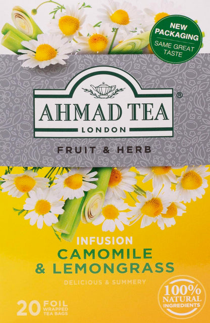 Ahmad Teas - Camomile & Lemongrass 1.4oz - 20 Tea Bags, Brown