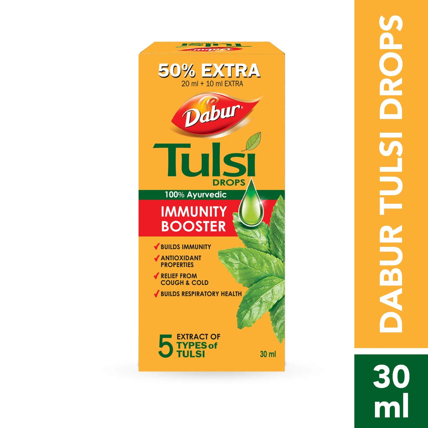 Dabur Ayurvedic Tulsi( Basil) Drops 30ml | Builds Immunity, Antioxidant, Cold