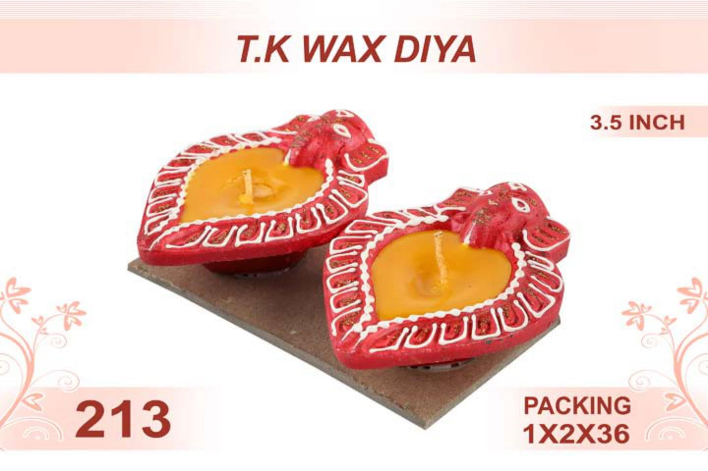 T.K. Wax Diya 2pc 3.5inch #213 - Diwali Clay Diya