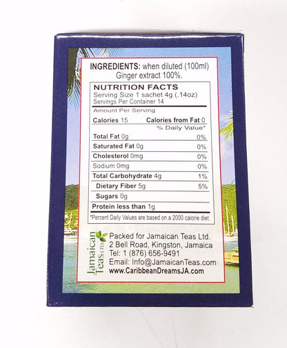 Caribbean Dreams Instant Ginger Tea Un-Sweetened 14 Sachets (pack of 6)