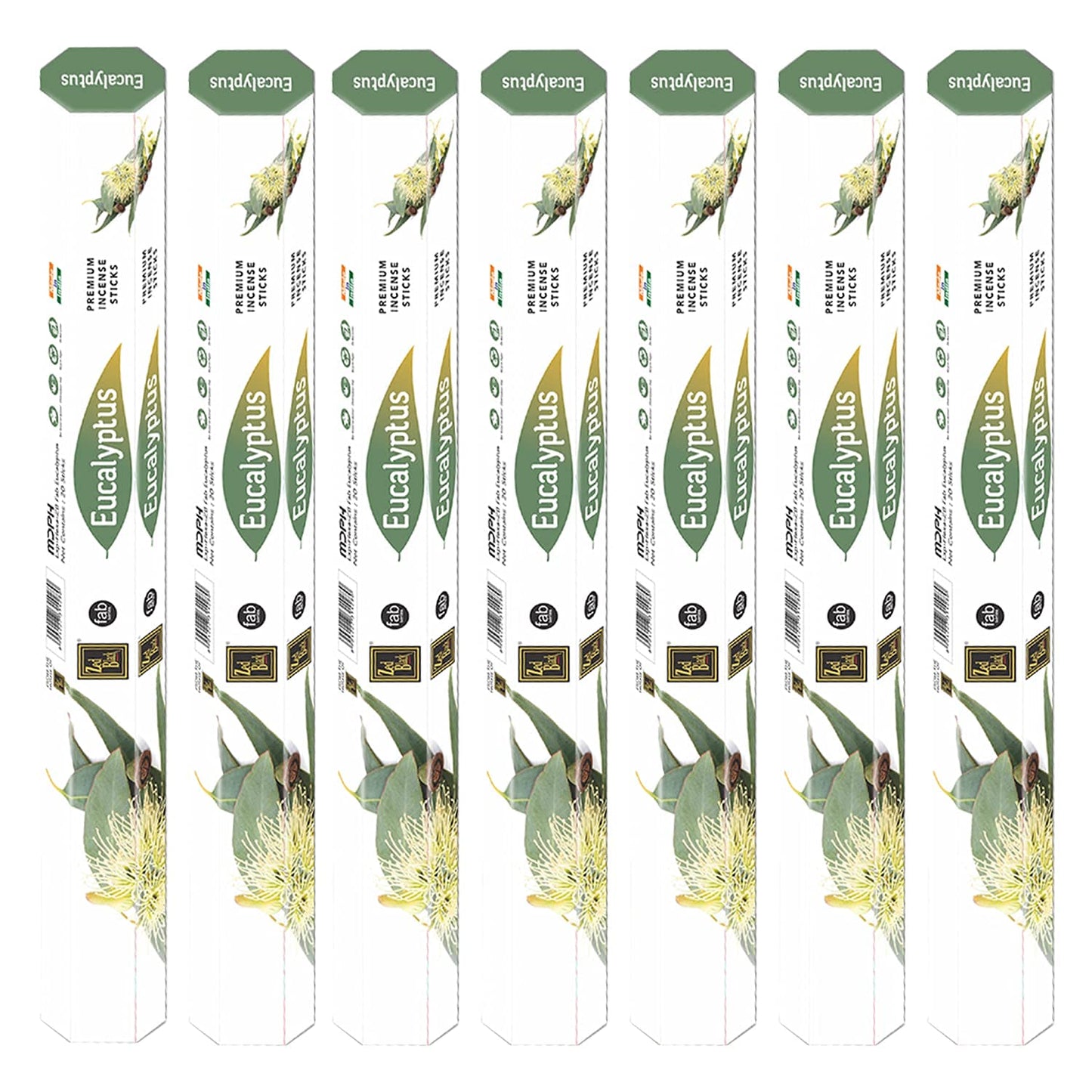 ZED BLACK Premium Eucalyptus Natural Incense Sticks - 20 Sticks Per Box & 6 Boxes Inside (Total 120 Sticks) - Use It at Home or Workplace Alluring Aroma Sticks