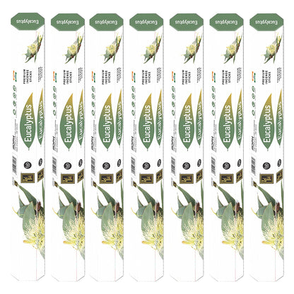 ZED BLACK Premium Eucalyptus Natural Incense Sticks - 20 Sticks Per Box & 6 Boxes Inside (Total 120 Sticks) - Use It at Home or Workplace Alluring Aroma Sticks