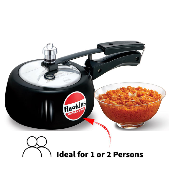 Hawkins CB15 Hard Anodised Pressure Cooker, 1.5-Liter, Contura Black