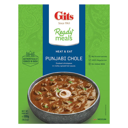 Punjabi Chole - Large Chickpeas cooked in a dark Onion & Tomato gravy with mild spices. Microwave for 1-2 mins. Ready to Eat Entre.