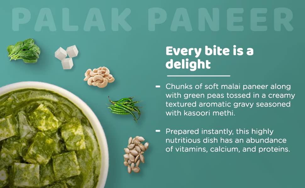 HOCCO Paneer Sabji Combo Pack of 4 (Smoked Paneer, Palak Paneer, Paneer Tikka Lababdar, Paneer Methi Malai) | Ready to Eat | Just Heat & Eat | No Added Preservative& Colours | Meal Ready in 5 Minutes