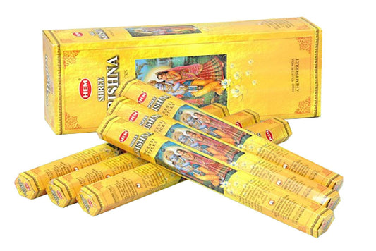 Shree Krishna - Box of Six 20 Gram Tubes (120 Sticks) - HEM Incense