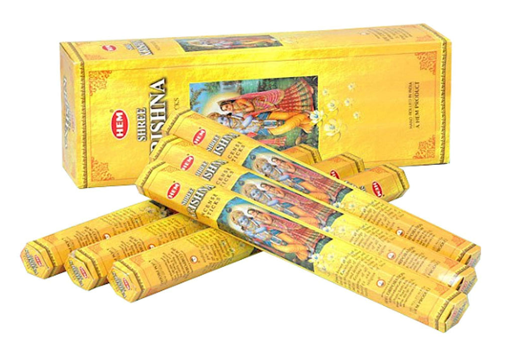 Shree Krishna - Box of Six 20 Gram Tubes (120 Sticks) - HEM Incense