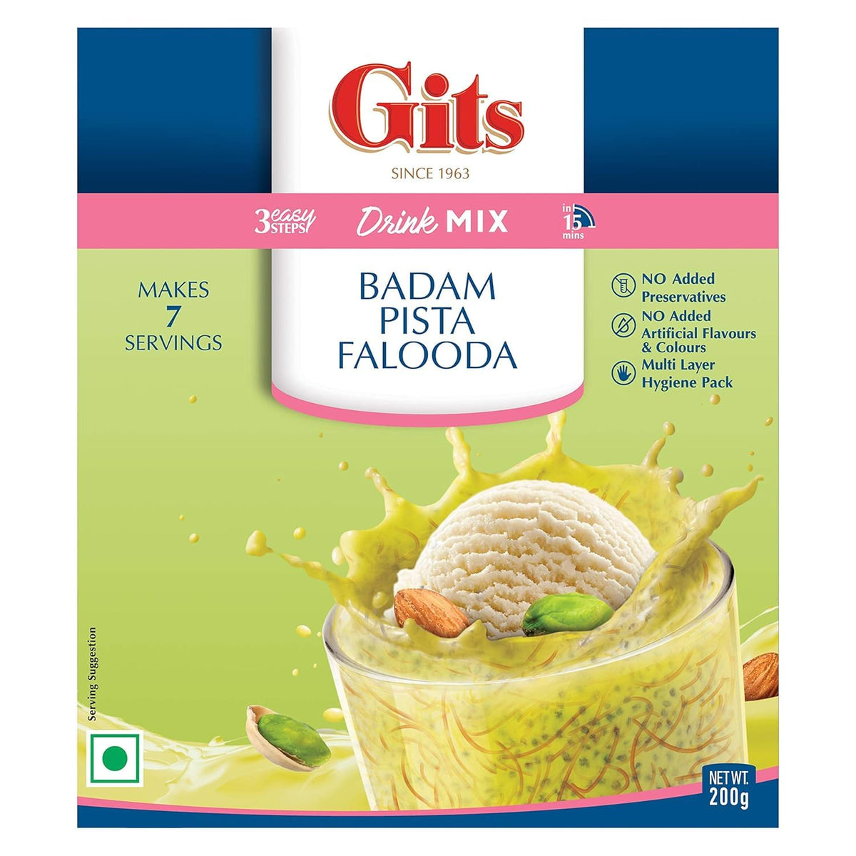 Falooda Mix  Badam & Pista Flavor | Pack of 4 (200g Each) | Traditional Indian Dessert Drink Mix | Rich Almond & Pistachio Taste | Easy to Prepare | Perfect for Summer Refreshment & Parties