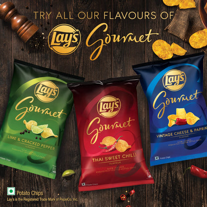 Lays Gourmet Kettle Chips, Premium Slow-Cooked Potato Chips, Chips - 2 Pack (Thai Sweet Chilli, 1.94oz)