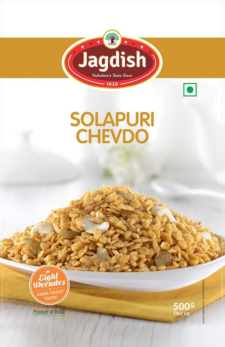 Jagdish Farshan (Vadodara) Solapuri Chevdo, Authentic Indian Savoury Snacks, Fresh Maharastrian Famous Food, (Pack of 2, Each Pack of 250 Grams)