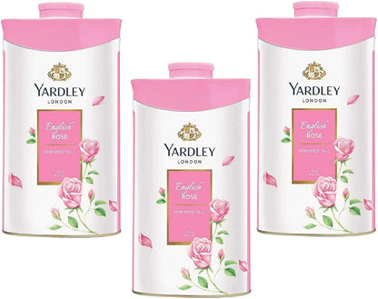 Yardley London Fresh Floral Fragrance Locked in a Fine & Silky Perfumed Talcum Powder (Yardley London English Rose, Pack of 3 250Gram)