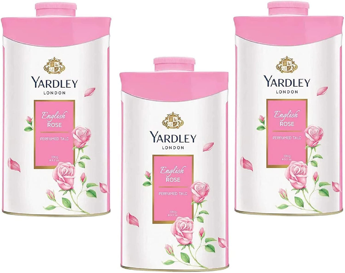Yardley London Fresh Floral Fragrance Locked in a Fine & Silky Perfumed Talcum Powder (Yardley London English Rose, Pack of 3 250Gram) - Skin Care