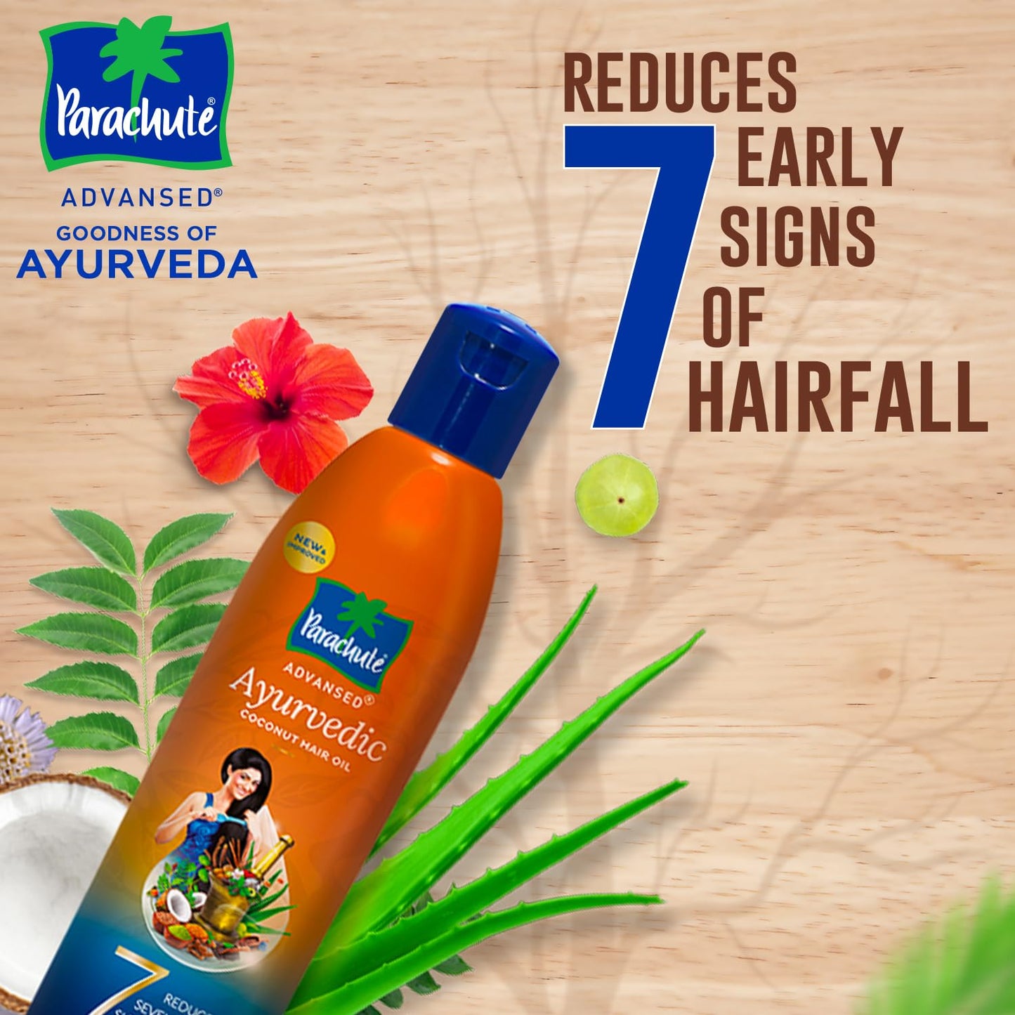 Parachute Advansed Ayurvedic Coconut Hair Oil with Basil (Tulsi), Aloe vera, Flax seed, Gooseberry (Amla) 25 ayurvedic ingredients Controls Hair Fall, Dandruff, Hair thinning all hair types 10.1 floz