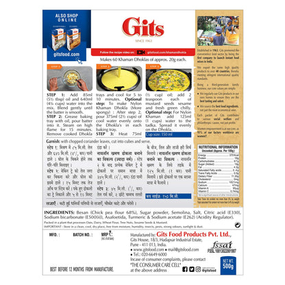 Gits Instant Khaman Dhokla Snack Mix, 2000g (Pack of 4 X 500g Each)