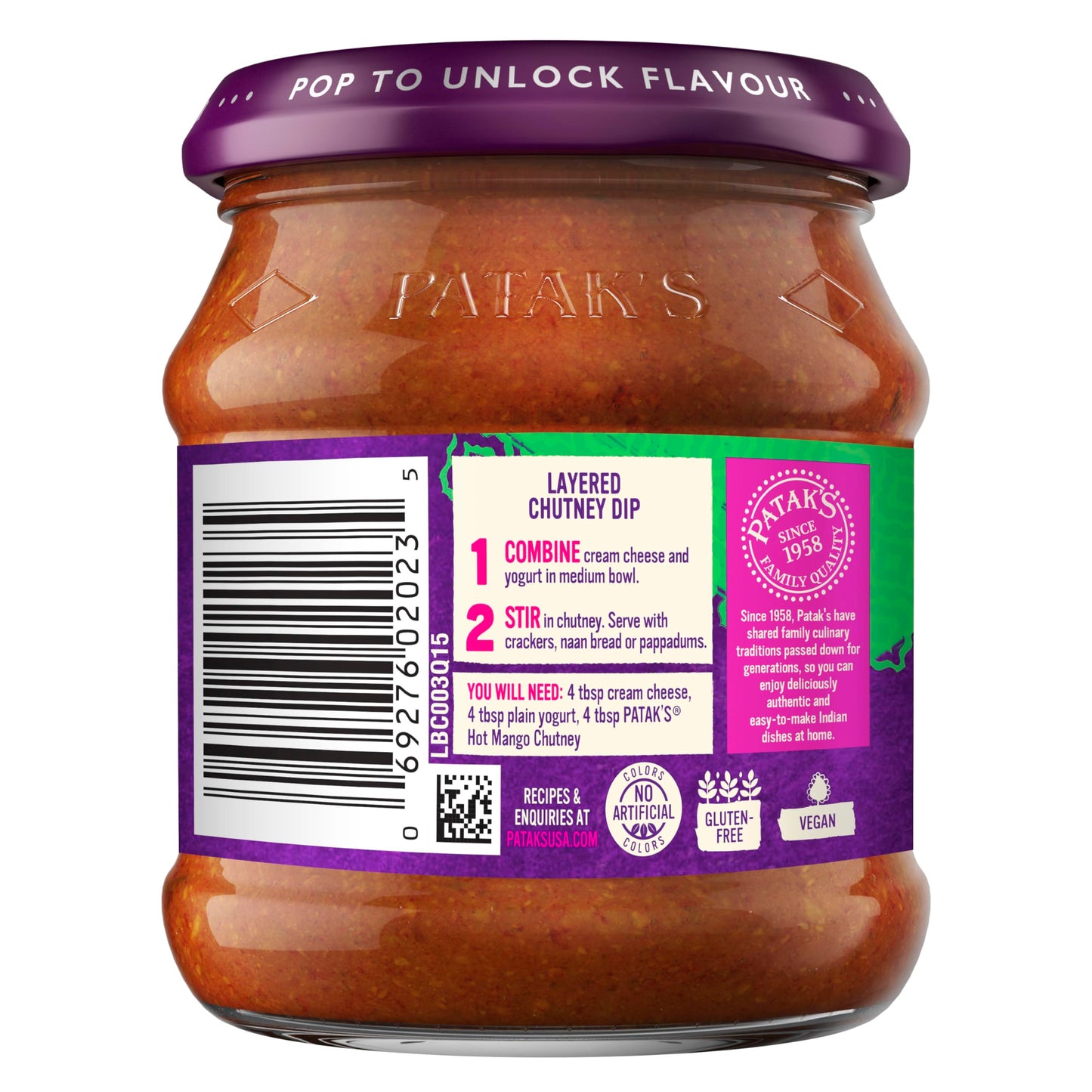 Patak's Hot Mango Chutney 12 Oz - Chutney Spread
