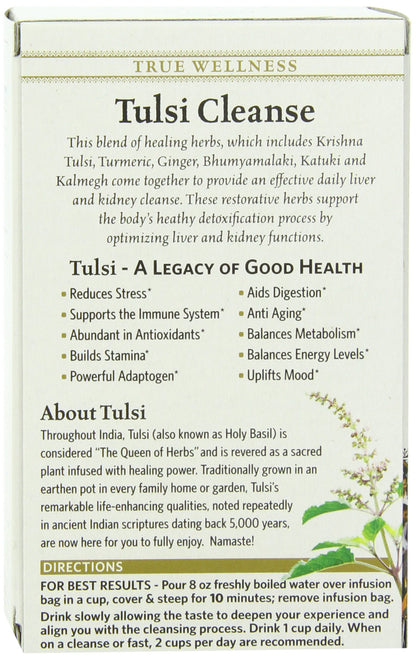 Organic India Tulsi Cleanse Herbal Tea - Holy Basil, Stress Relieving & Detoxifying, Immune Support, Adaptogen, Vegan, USDA Certified Organic, Non-GMO, Caffeine-Free - 18 Infusion Bags, 6 Pack