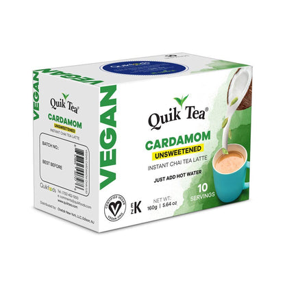 QuikTea Vegan Unsweetened Cardamom Chai Tea Latte - 40 Count