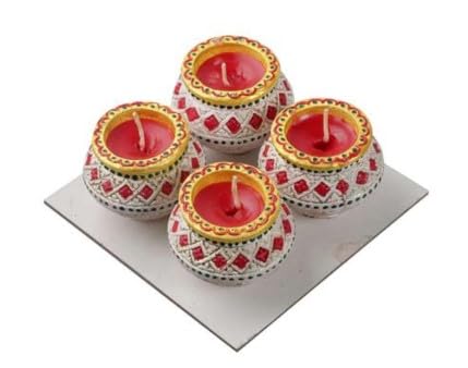 Flower Wax Matki Diya 4pc 2.25inch #254