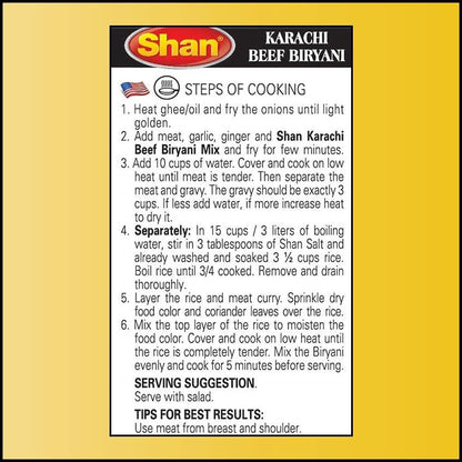 Shan Karachi Beef Biryani Recipe and Seasoning Mix 2.11 oz (60g) - Spice Powder for Hot and Spicy Beef Pilaf  (2.1 Ounce (Pack of 1))