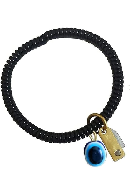 Evil Eye Knife Bracelet Free Size for Men and Women | Stylish and Trendy Evil Eye Bracelet Nazar Battu Black Beaded Bracelets Unisex (Pack of 2)