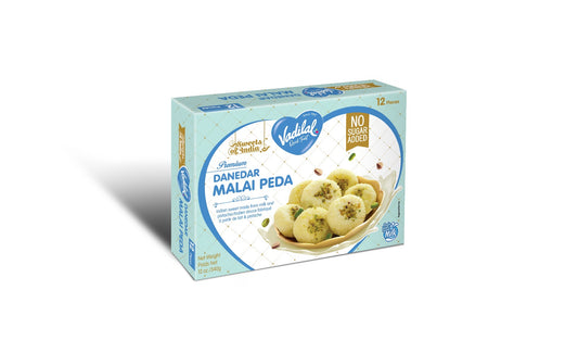 Vadilal NO Sugar Added Danedar Malai Peda 340gm Authentic Indian Sweet Made from Milk and Pistachio