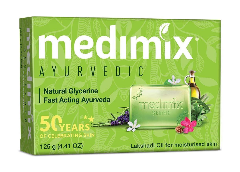 Medimix Herbal Handmade Ayurvedic Soap with Natural Glycerine With Lakshadi Oil for Dry Skin Pack of 5 (5 x 125 g)