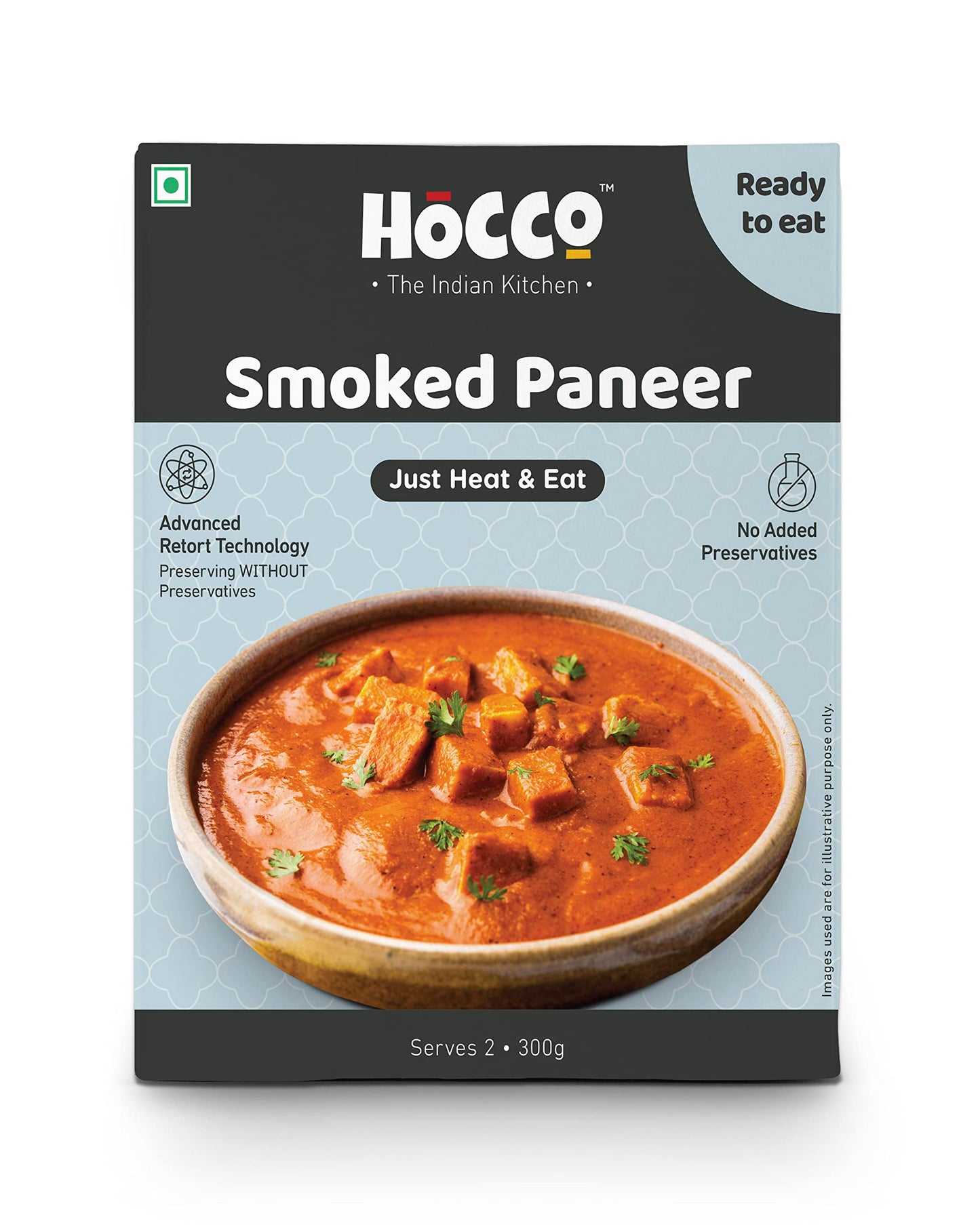 HOCCO Ready to Eat Paneer Sabji | Ready to Cook | Serves 2 People -300 gm (Smoked Paneer)