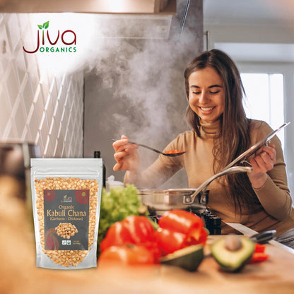 Jiva Organics Raw Chickpeas (Whole Garbanzo Beans) 2 LB Bag - Gluten Free, Non GMO, Vegan
