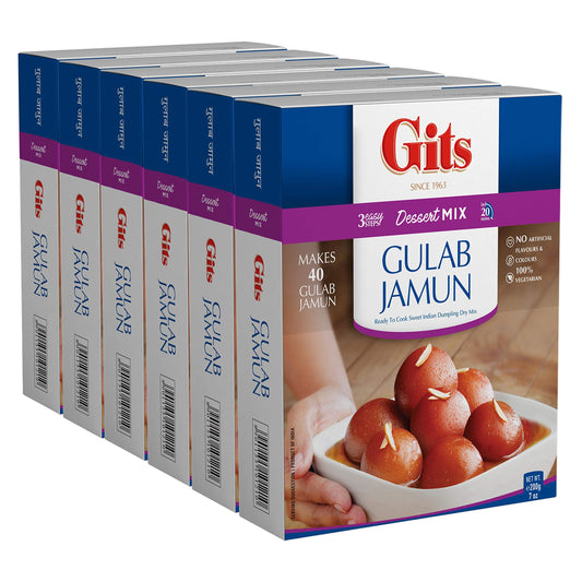 Gits Instant Gulab Jamun Dessert Mix, 1200g (Pack of 6 X 200g Each)