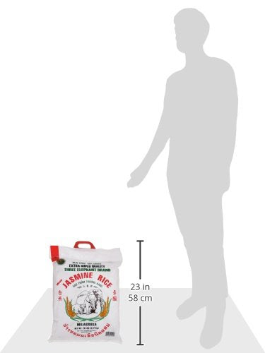 Three Elephants Thai Jasmine Rice, 20 Pound
