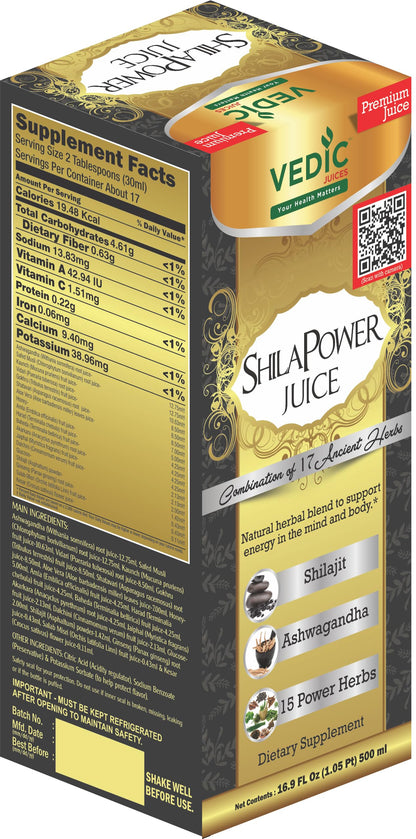 Vedic Shilapower Regular Juice - Original Flavour - 100% Pure Herbal Juice - 33.8oz, Ideal for Daily Use